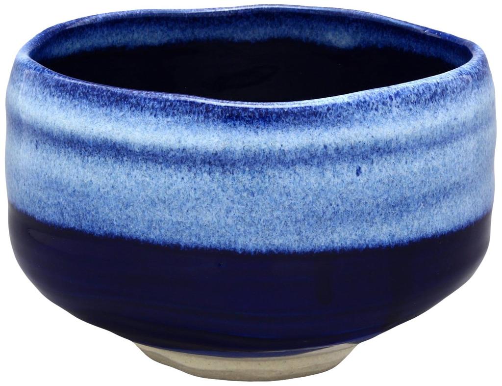 Mino Ware Matcha Navy Blue and Made In Bowl, White, Japan, 505-24