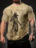 Men's Egyptian Pharaoh 3D Print T-Shirt - Short Sleeve Crew Neck, Vintage Hieroglyphic Design, Lightweight & Breathable for Summer Outdoor Sports &