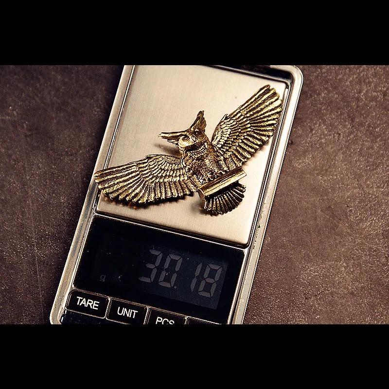 Solid Brass Cute Owl Small Statue Vintage Animal Miniatures Figurines Desktop Decorations Crafts Home Decors Ornaments Sculpture