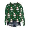Women's Fashion Round Neck Pullover Top Long Sleeve Tee Christmas Printed Sweatshirt