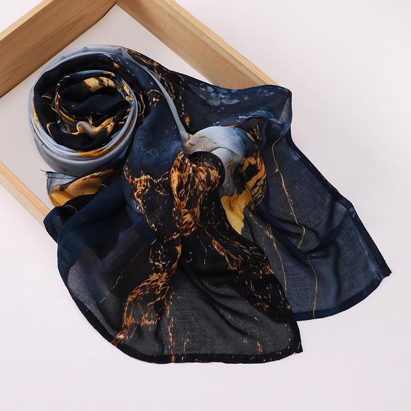 Boho Watercolor Soft Muslim Hijabs Women Floral Breathable Shawl Wrap Scarf Hijab Floral Print Ramadan Headscarf Islamic Turban