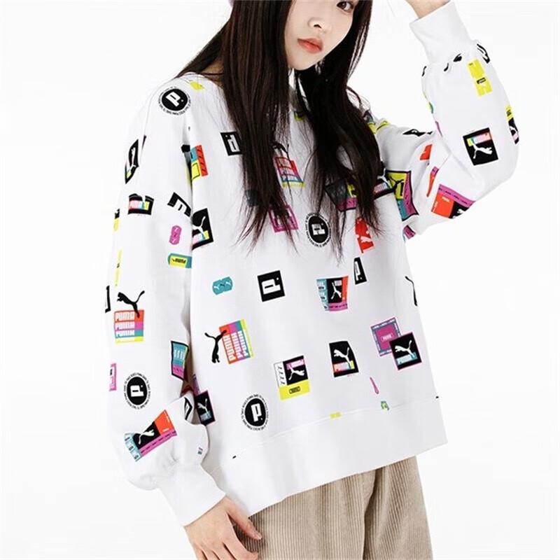 PUMA Women s Brand Love All-Over Print Crewneck Sweatshirt M