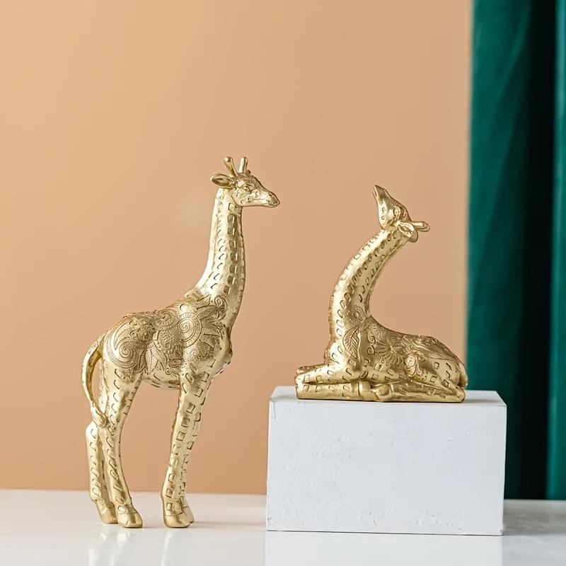 2pcs/set Giraffe Ornament, Golden Statue Art Craft, For Bookshelf Home Living Room Office Cafe Decor,Display Entryway Decor