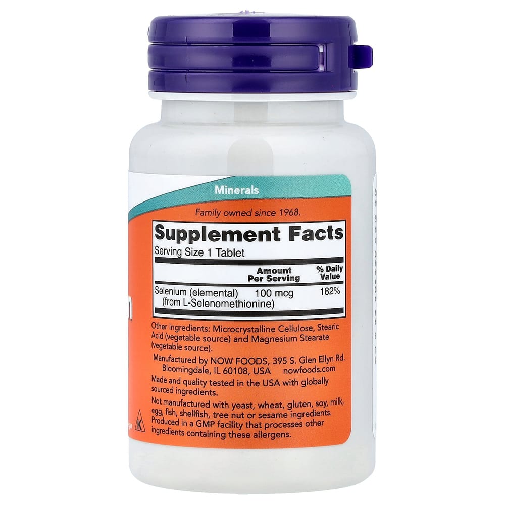 Now Foods Selenium 100mcg, 100 Tablets
