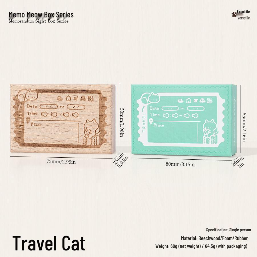 Adorable Wooden Cat Stamps for Planners and Journals – Meow Box Series