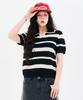 CHASECULT Women'S Striped Open Collar Short Sleeve Summer Knit-Fbrg5672D03