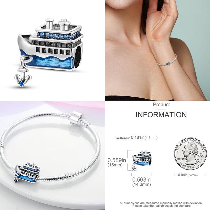 Charm Copper Travel Airplane Earth Beads Pendant Fit Original Bracelet Diy Fine Jewelry Charms