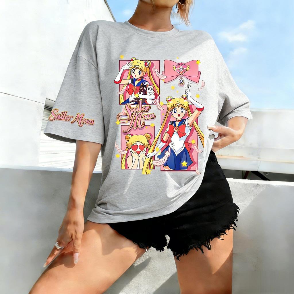 Oversized Vintage Sailor Moon Anime T Shirt Unisex Women Short Sleeve Tee Summer Graphic Print Streetwear Casual Tops Kids Unisex