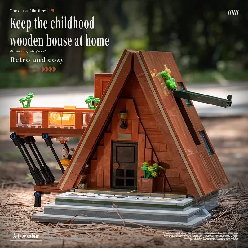A-Frame House Building Blocks MOC Kit Creative Technical Assembly Bricks Desktop Decoration STEM Toys Holiday Family Gift