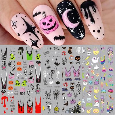 New 5 Sheets Halloween Nail Art Stickers For DIY Nail Supplies Decoration