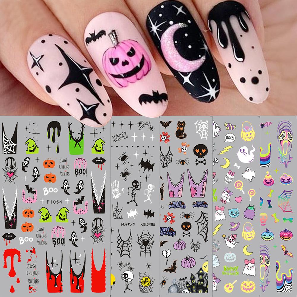 

Новые 5 листов наклеек для нейл-арта на Хэллоуин для украшения и DIY маникюра