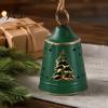 Vintage Holiday Decor Metal Bell Christmas Ornament, Large Iron Hanging with Ornaments Hollow Carved Tree Pattern for Door, Garland, Wreath,