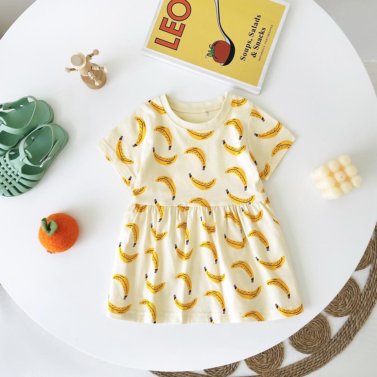 

Летнее корейское платье из чистого хлопка с фруктами для девочек - модная детская юбка 6-12 months