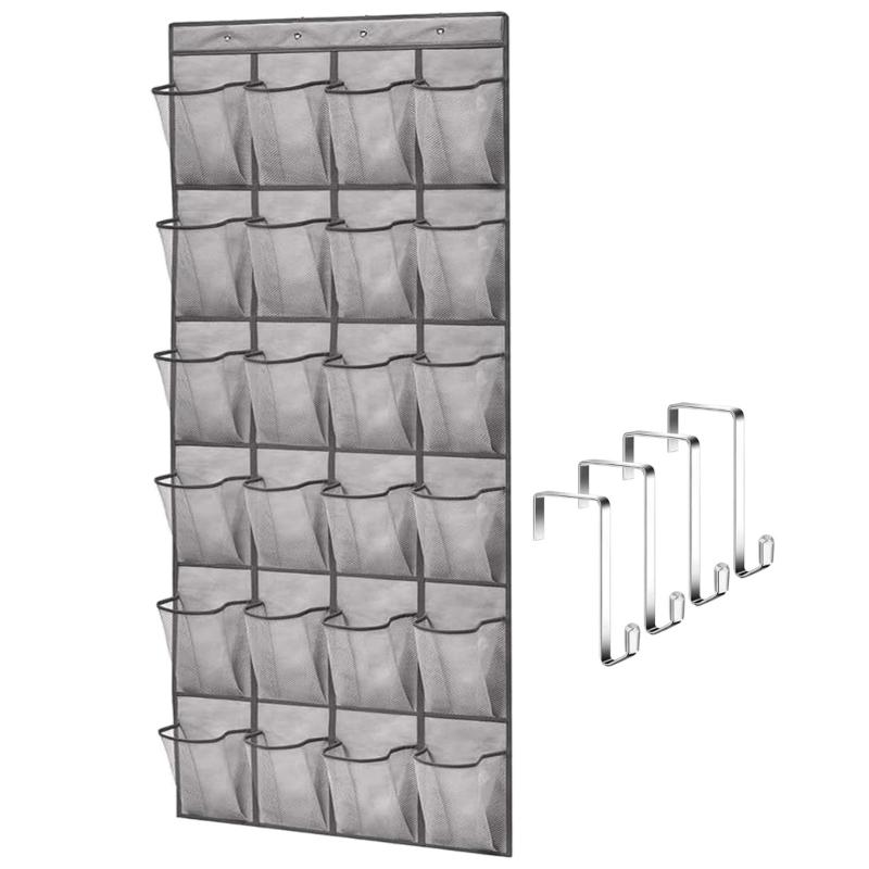 Door Hanging Shoe Organizer with 24 Large Pockets Wall Mountable Shoes Hanging Bag Practical Home Organization Supplies серый 990₽