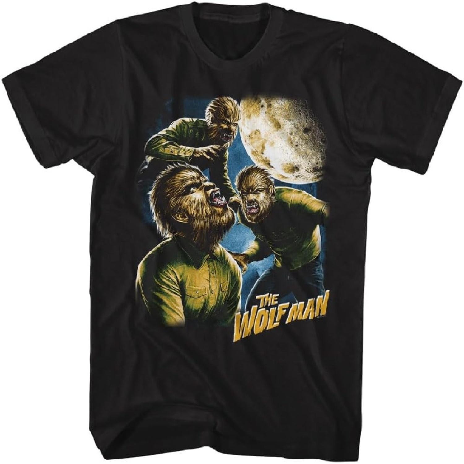 

Universal Monsters Three Wolfman Moon Adult Black Short Sleeve T Shirt Vintage Style Graphic Tees XXXXXL