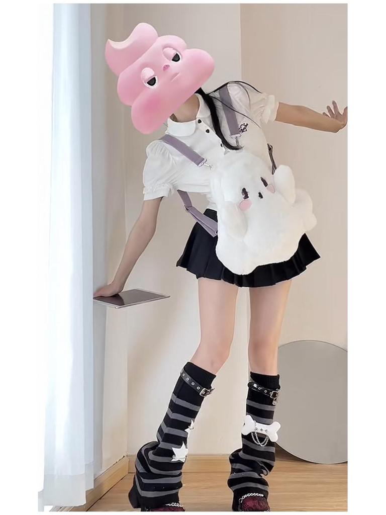 Halloween Ghost Plush Cartoon Backpack - Cute Double/Single Shoulder Bag for Girls