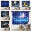 Night Starry Sky Moon Stars Milky Way Blackout Curtains Children'S Bedroom Heat Insulation Noise Reduction Window Drapes 2Pcs