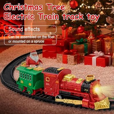 Electric Christmas Train Toys Railway Cars Racing Tracks With Music Santa Claus Christmas Tree Decoration Train Model Toys Gifts