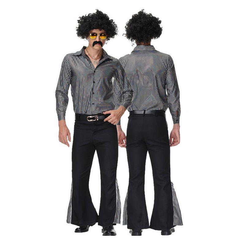 Retro 70s Disco Cosplay Costume Halloween Fancy Dress Party Hiphop Set Men Women