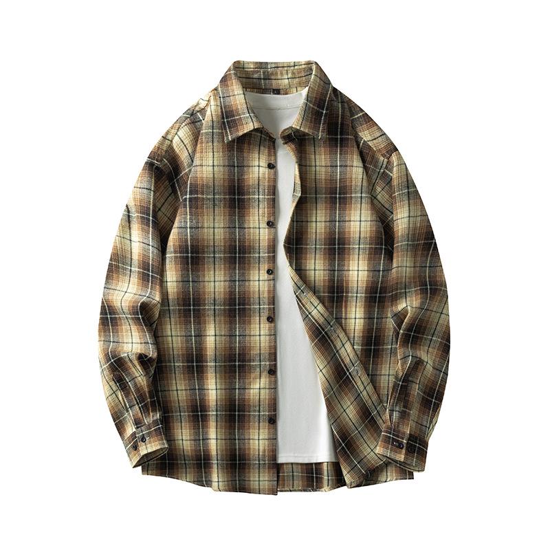 Unisex Plaid Long-Sleeve Shirt: Korean Style, Loose, Casual Jacket for Men and Women, 2025 Spring/Autumn Trend.