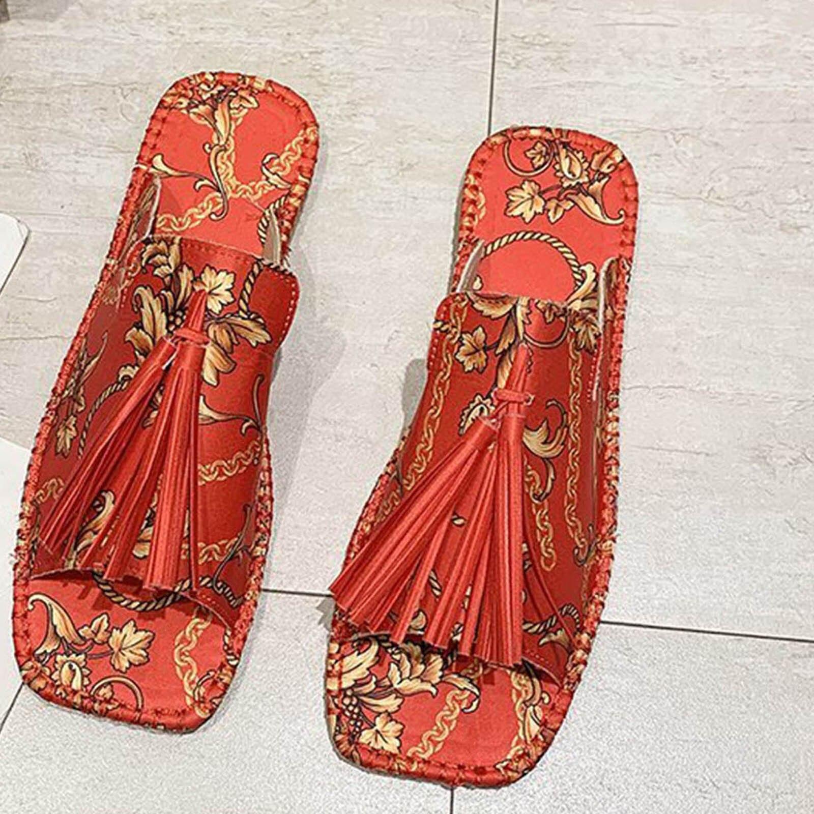 Женские тапочки уличные сандалии модные сандалии и тапочки на плоской подошве с цветочным декором и кисточками хорошего качества 40 2539₽