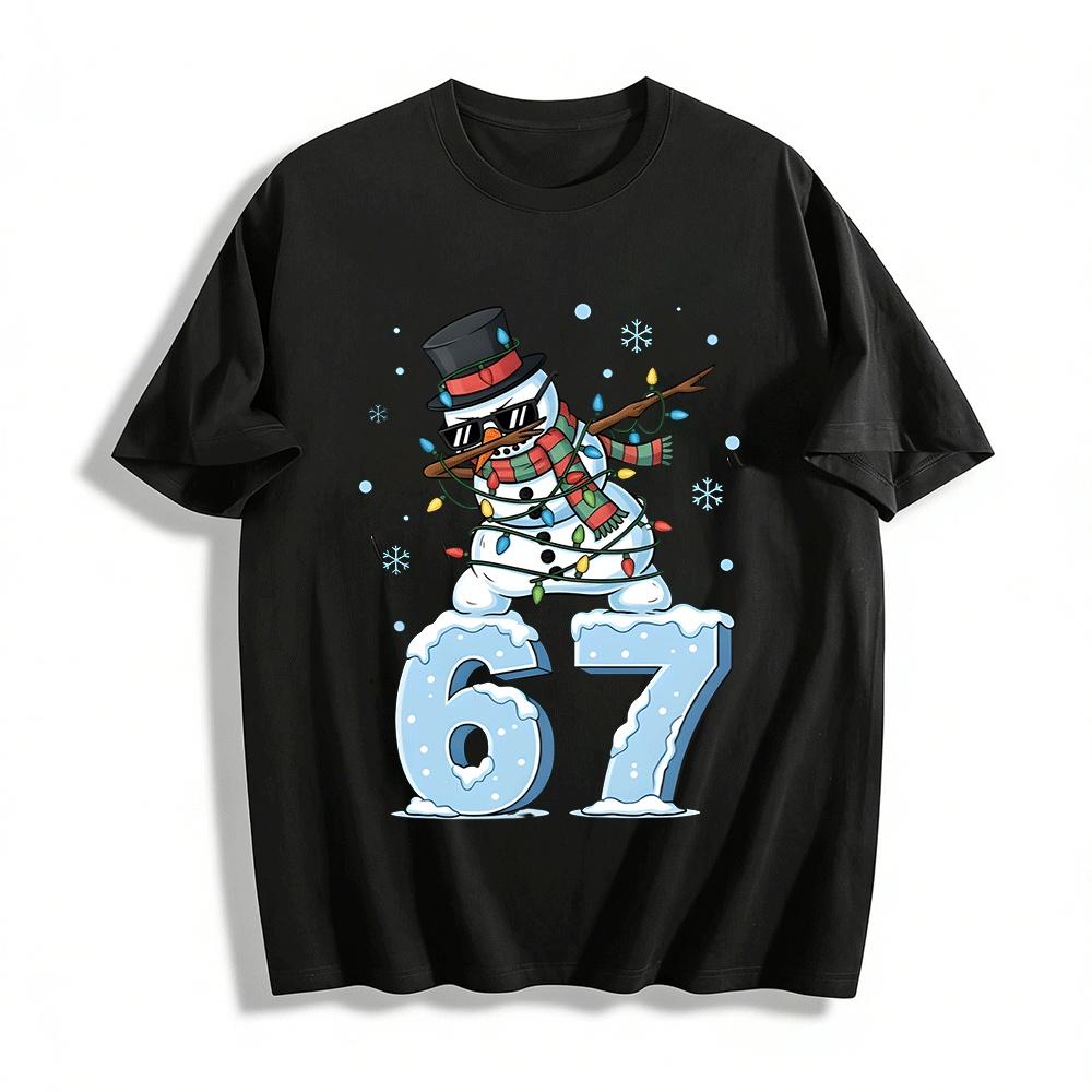 Cool Christmas Snowman No.67 Graphic Casual Top Pure cotton T-shirt XXS