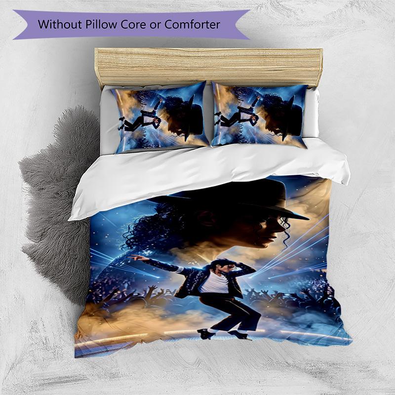 3pcs Michael Jackson Design Cover Set - HD Printed Bedding with 1 Cover and 2 Pillowcases - Perfect for Home and Dorm Decor