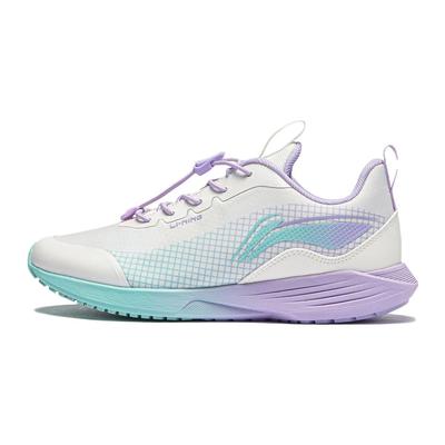 LiNing Youth Sports Trend Durable Lightweight Rebound Low-Top Running Shoes Kids Sneaker White Purple YKFS098-6