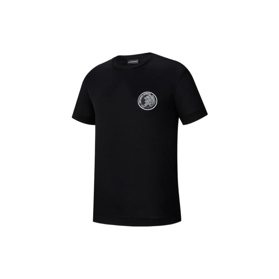 Emporio Armani Ss22 Tiger Embroidered Short Sleeve T-Shirt Men Tops Black 3L1TCH-1JUVZ-0999