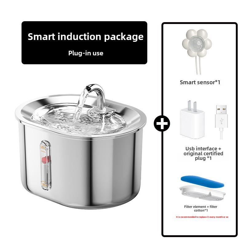 Fontána pro mazlíčky: Velkokapacitní nerezová napáječka 304 s cirkulačním filtrem pro kočky a psy