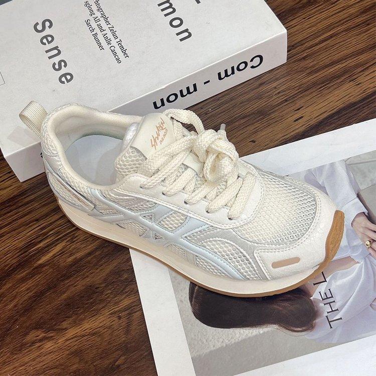 Mesh breathable running shoes summer new lightweight soft sole soft leather thick sole heightening German training shoes
