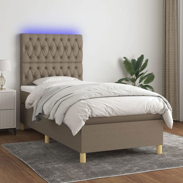 VidaXL Sommier à Lattes de Lit avec Matelas et LED, Lit Rembourré, Lit Simple, Lit Adulte de Chambre à Coucher Intérieur, 3135633