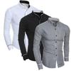 New Men's Slim Classic Solid Color Simple Stand Collar Shirt Personality Splicing Cardigan Base Shirt