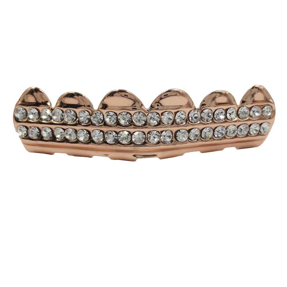 TEMU Vergoldete mit Diamanten besetzte Grillz Hip-Hop Zahnschmuck
