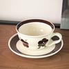 Ceramic coffee cup and saucer set, niche creative cup, afternoon flower tea, water cup with tray