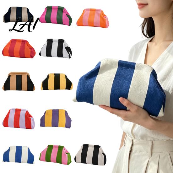 Evening Dumpling Bag Women Woven Striped Clutch Purse Large Capacity Kiss Lock Quick Access Makeup Pouch Cosmetic Pouch Summer Beach Vacation Purse