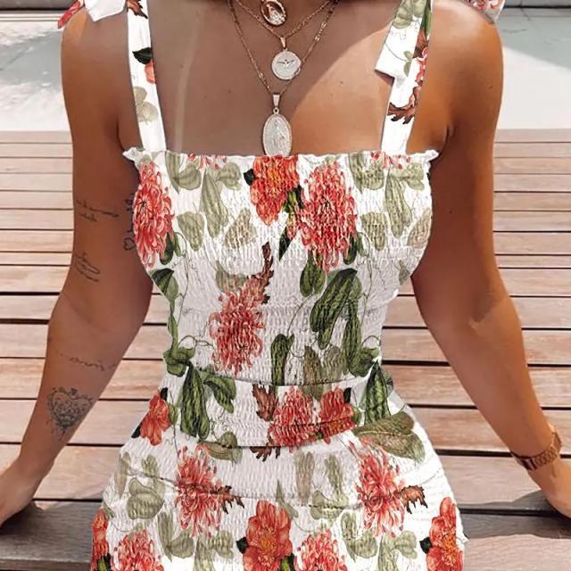 BITCED Women's Halter Printed One-piece Neck Sheath Waist Tight Dresses