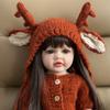BZDOLL Lifelike 55 CM 22 Inch Reborn Baby Girl Full Vinyl Body Doll Toy Brown Long Hair Realistic Princess Toddler Bebe