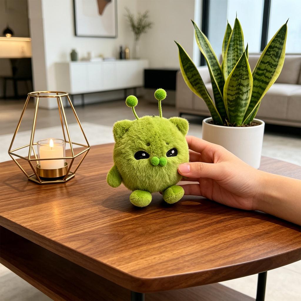 Plush Alien Cat Stuffed Toy Soft Plush Doll with Antenna and Round Shape Suitable for Collectors and Gift Giving 15cm Size