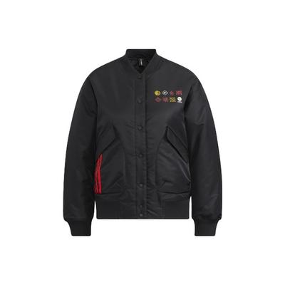Neo CNY Logo Print Solid Color Sports Bomber Jacket Women Outerwear Black HM7484