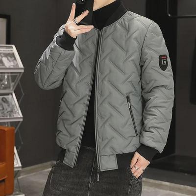 Giacca da Uomo Spessa Calda con Collo Alto in Cotone - Tinta Unita, Cappotto alla Moda Stile Coreano