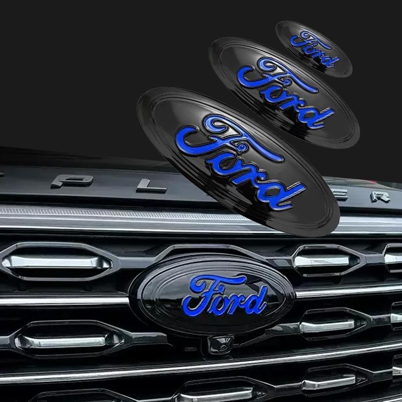Car Sticker 3pcs Badge for Ford Taurus Equator Explorer Escape ST Kuga Mondeo Focus Edge Car Front Rear Logo Steering Wheel Cove