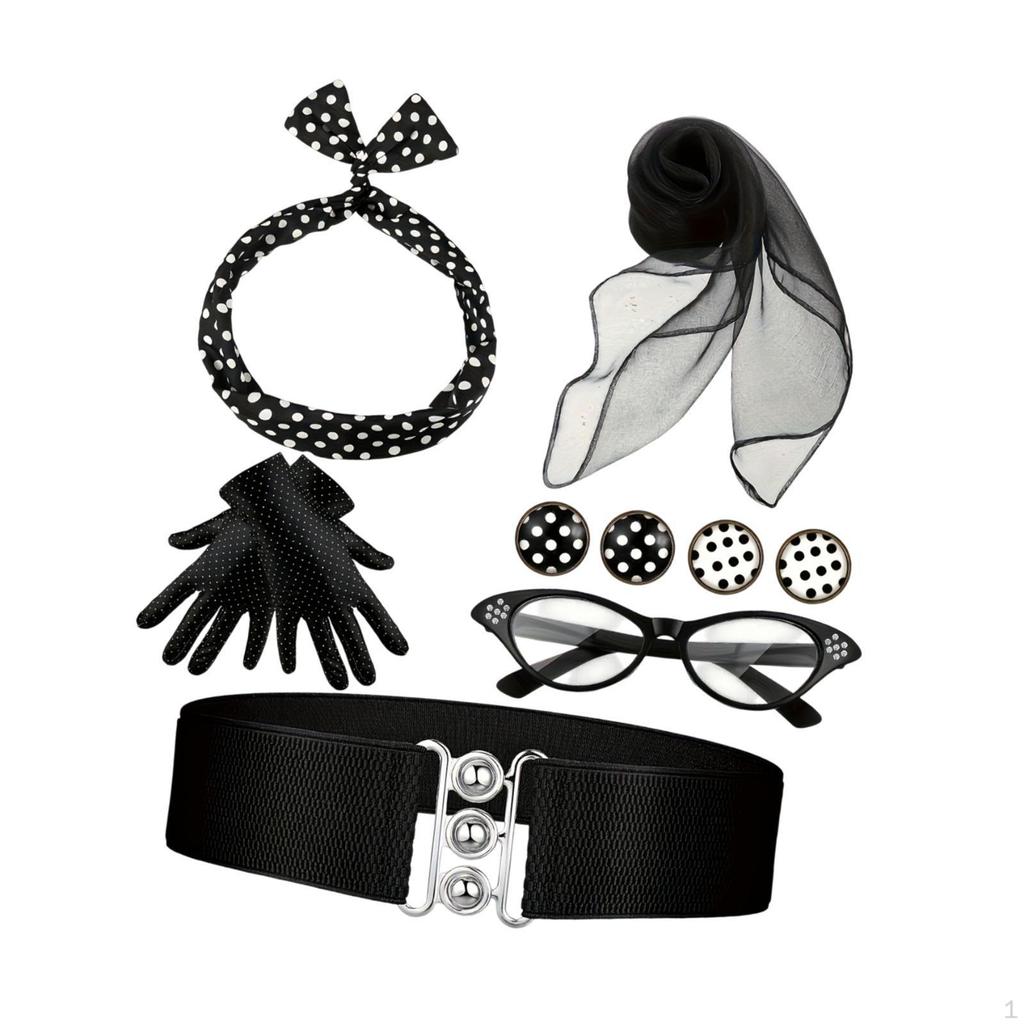 1950S Women Costume Gloves Scarf Retro for Holiday Outfit Festival Props