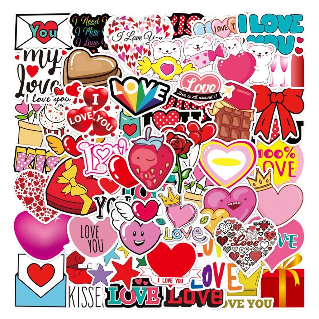 Heart Shaped Stickers, English Text Sticker Set, Perfect For Girlfriends Or Boyfriends. Vinyl Valentine's Day Stickers Suitable For Water Bottles,
