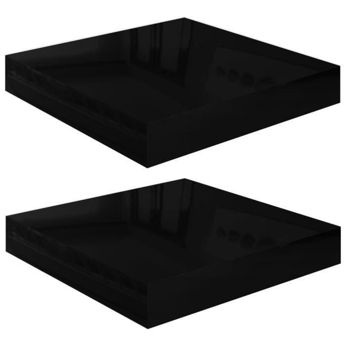 VidaXL Floating Wall Shelf 2 Pcs Glossy Black 23x23.5x3.8 Cm MDF