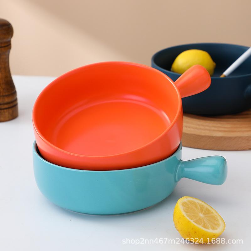 Direct Supply Baking Baked Rice Bowls, Oven-Specific Instant Noodle Bowls, Cheese With Handles, Tableware, Ceramic Salad Bowls, White Porcelain