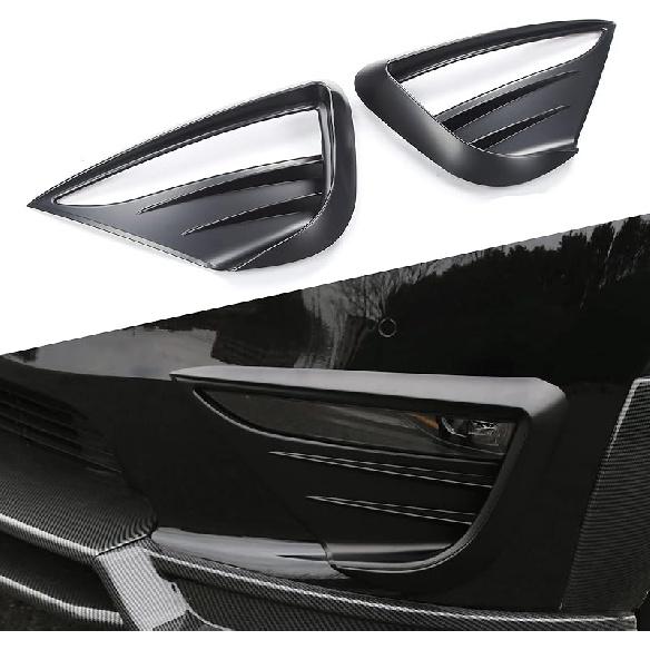 Yhcdsea For -2024 Tesla Model Y Front Fog Light Cover Trim Eyebrow Frame Decorative Accessories (Matt Black)