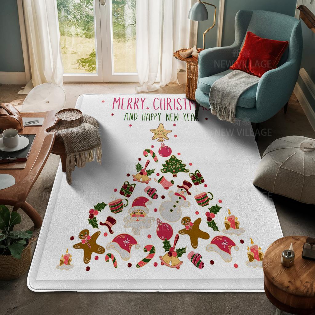 House Entrance Carpet Home Door Mat Living Room Bath Foot Bathroom Non-slip Water Absorption Rugs Bath Merry Christmas Winter