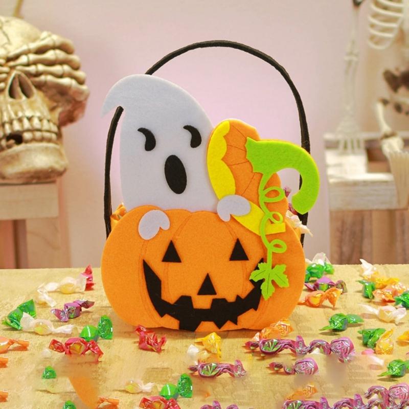 Soft Pumpkin Design Halloween Candy Bag Home Organization Collectible Bag for Spooky Season Treats