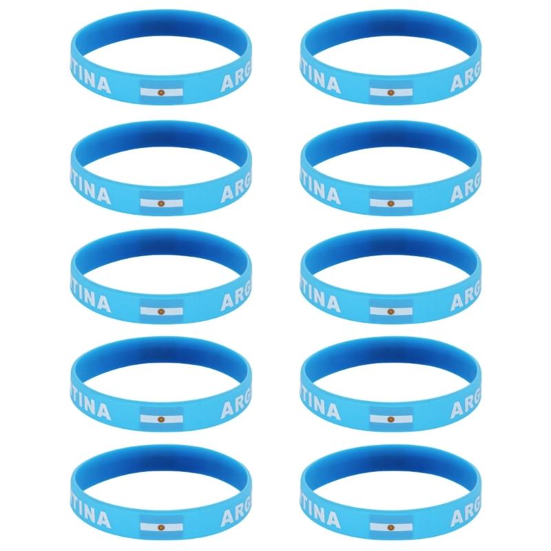 Set Of 10 Piece Vibrant Silicone Wristbands With 2026 Sports Event Country Flags Ideal For Gifts And Parties